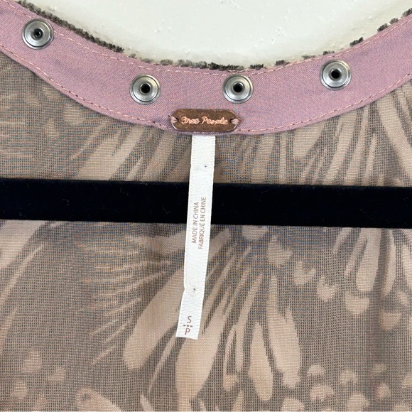 Free People S Pink and Brown Floral Velvet Mini Dress Sleeveless Boho Hippie - Picture 7 of 13